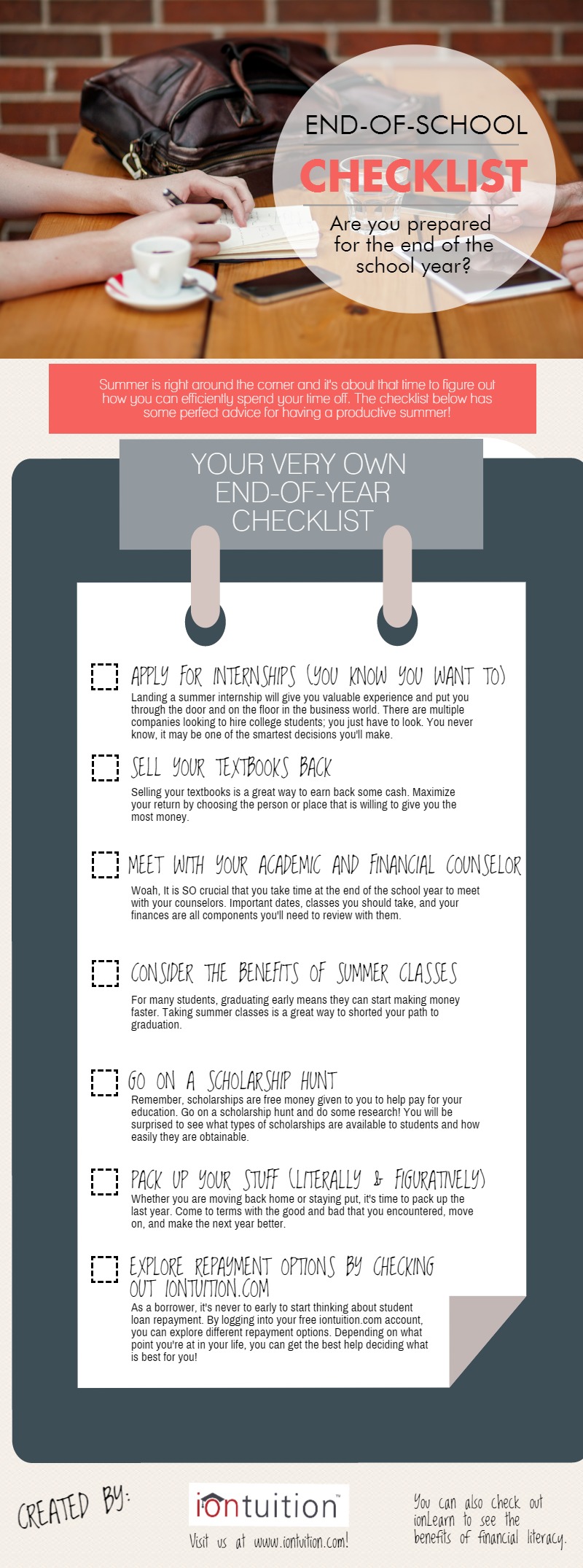 iontuition's End of School Checklist