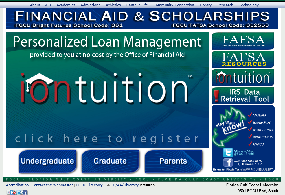 FGCU Financial Aid Page_iontuition IonTuition Student Loan