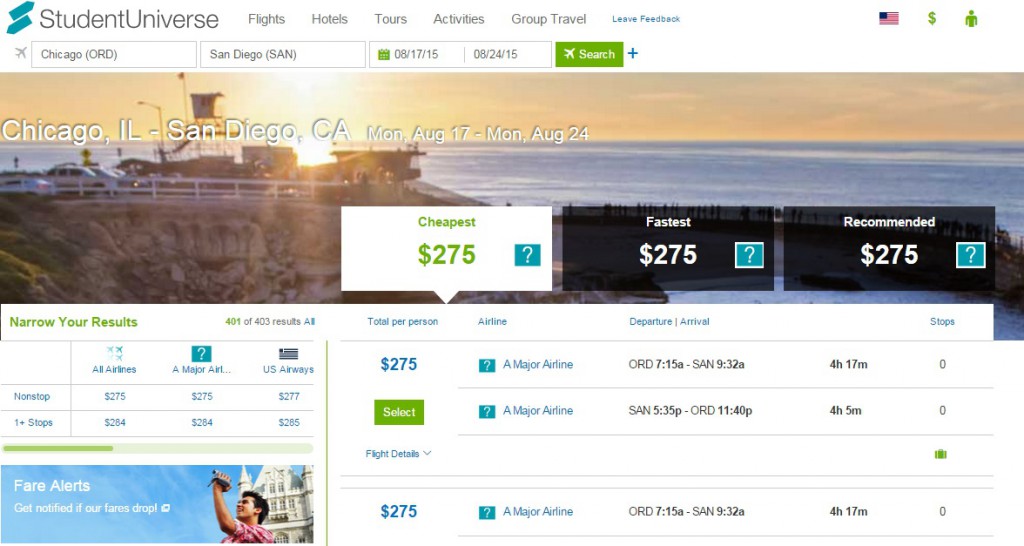 StudentUniverse Cheap Flights Del Mar California